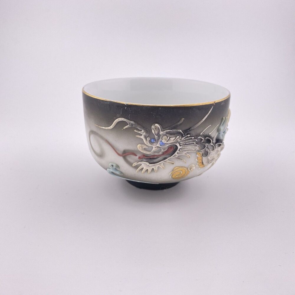 Vintage Japanese Dragon Ware Moriage Tea Cup Set Of 2